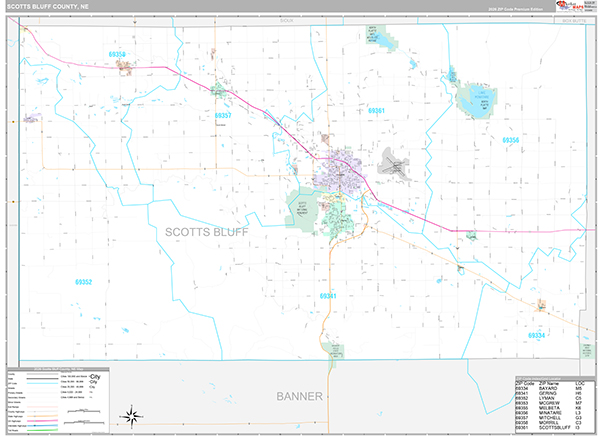 Scotts Bluff County, NE Zip Code Map